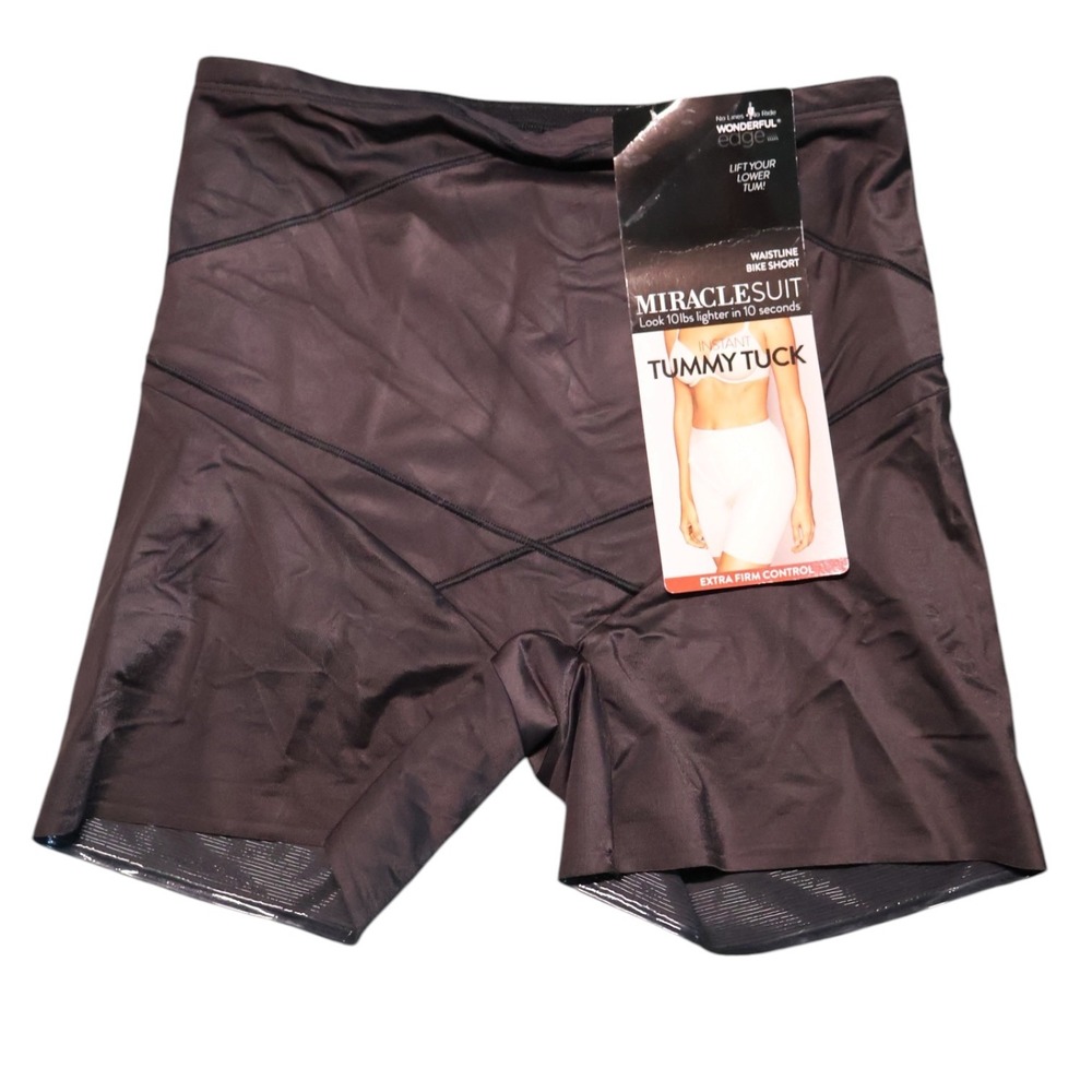 Miraclesuit Tummy Tuck Waistline Bike Short Shapewear Black L NWT